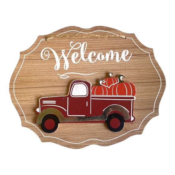 Fall Wreath Kit | Red Truck Welcome Sign & Pumpkin Ribbon Bundle | Autumn DIY - Picture 4 of 9